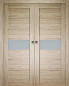 Prefinished Edna Vetro Shambor Modern Interior Double Pocket Door