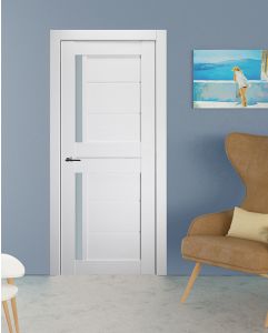 Prefinished Esta Vetro Bianco Noble Modern Interior Single Door