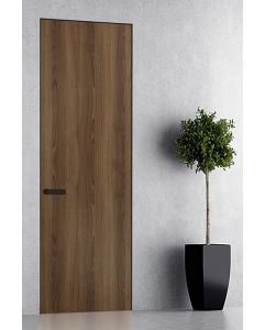 Prefinished Optima Pecan Nutwood Modern Interior Single Door with Invisible Frame