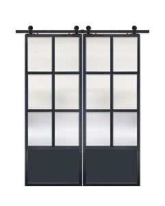 6 Lite 1 Panel Contemporary Metal Double Barn Door
