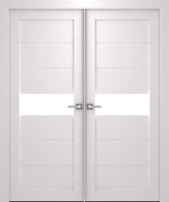 Prefinished Edna Vetro Bianco Noble Modern Interior Double Door