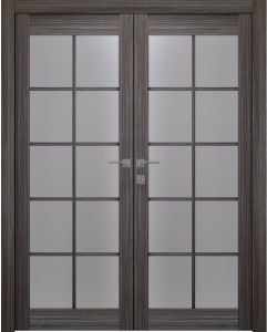 Prefinished Palladio 10 Lite Vetro Gray Oak Modern Interior Double Door