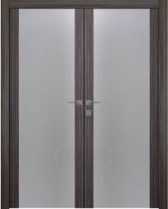 Prefinished Palladio 202 Vetro Gray Oak Modern Interior Double Door