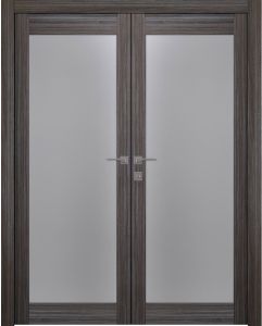 Prefinished Palladio 207 Vetro Gray Oak Modern Interior Double Door