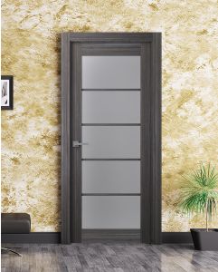 Prefinished Palladio 5 Lite Vetro Gray Oak Modern Interior Single Door