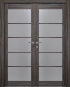 Prefinished Palladio 5 Lite Vetro Gray Oak Modern Interior Double Door