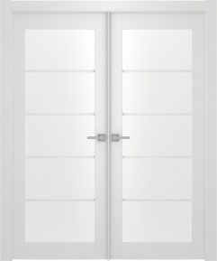 Prefinished Smart Pro 5 Lite Vetro Polar White Modern Interior Double Door
