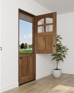 Mahogany Craftsman Arch Lite, 1/2 Lite, 4 Lite SDL 2 Panel Shaker Dutch Door
