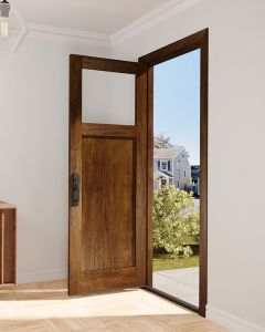 Mahogany 1 Panel Top View Craftsman Shaker Exterior Single Door