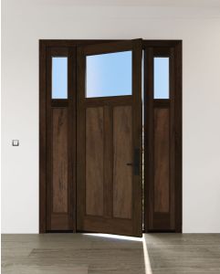Mahogany Craftsman Top View 2 Panel Shaker Single Door, Sidelites|CRF-SH-FP