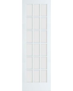 8-0 Primed 18 Lite French Single Slab Door, Clear Tempered Glass