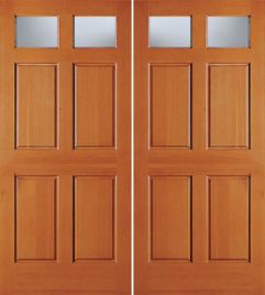 2 Lite 4 Panel Exterior Fir Double Door, 2132