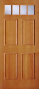 4 Lite 4 Panel Exterior Fir Single Door, 2134