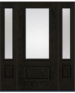 80 Low-E 3/4 Lite 1 Panel Oak Fiberglass Single Door,Sidelites , WBD Impact