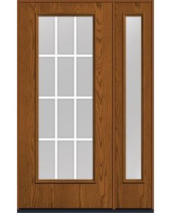 80 Clear Colonial 12 Lite Flat Bar GBG Oak Full Lite Fiberglass Single Door,Sidelite , WBD Impact