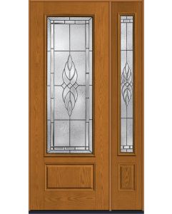 96 Kensington 3/4 Lite 1 Panel Oak Fiberglass Single Door,Sidelite , WBD Impact
