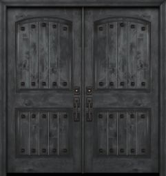 80" Double Arch 2 Panel Estancia Alder Door with Clavos