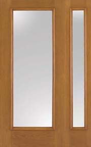 Oak Fiberglass Impact French Door Full Lite Clear Glass 6'8