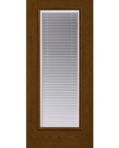 Blinds Raise/Tilt, Full Lite Flush, Oak, Fiberglass Single Exterior Door