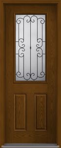 Riserva ,8' Half Lite 2 Panel, Oak, Fiberglass Single Exterior Door HVHZ Impact