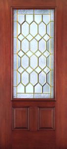 Mahogany Fiberglass Impact HVHZ Door 3/4 Lite 2 Panel Crystalline 6'8