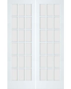 8-0 Primed 18 Lite French Double Door, Clear Tempered Glass