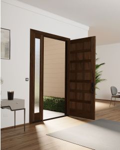 Mahogany Ribera Modern 7+ Panel Shaker Solid Single Door, Sidelite