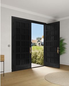 Mahogany Ribera Modern 7+ Panel Shaker Solid Double Door