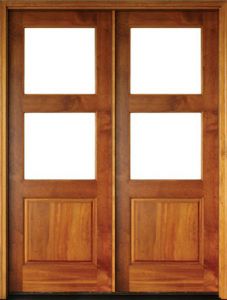 Mahogany Full View 2 Lite over 1 Panel Double Door