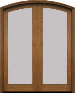Mahogany Arch Top Full Lite Double Door|G101-ARTP-OG