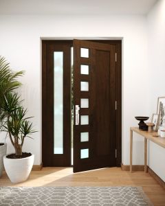Mahogany Artistic Lite Designer  Contemporary Modern 1 Panel Shaker Single Door, Sidelite|G102SQ-SH-SH