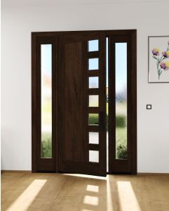 Mahogany Artistic Lite Designer  Contemporary Modern 1 Panel Shaker Single Door, Sidelites|G102SQ-SH-SH