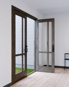 Mahogany Windermere Full Lite, Artistic Lite SDL Contemporary Modern Shaker Double Door|G1161-W