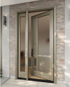Mahogany Full Lite, Artistic Lite Designer  Contemporary Modern 2 Panel Shaker Single Door, Sidelite|G1162-W