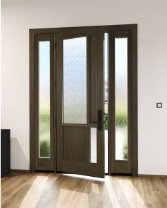 Mahogany Full Lite, Artistic Lite Designer  Contemporary Modern 2 Panel Shaker Single Door, Sidelites|G1162-W
