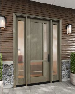 Mahogany Full Lite, Artistic Lite Designer  Contemporary Modern 2 Panel Shaker Single Door, Sidelites|G1165-W