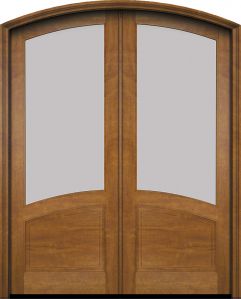 Mahogany Arch Top 2/3 Lite 1 Panel Double Door|G2301-ARTP-OG