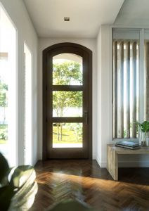 Mahogany Arch Top Full Lite, 3 Lite  Single Door|G301-ART-OG