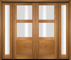 Mahogany 2/3 Lite, 2 Lite  1 Panel Double Door, Sidelites|G302-OG