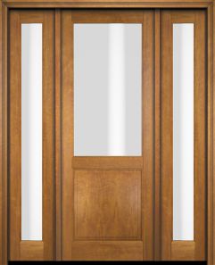 1/2 Lite Mahogany Single Entry Door, Full Sidelites