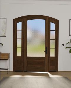Mahogany Montana Arch Top 3/4 Lite 1 Panel Single Door, Sidelites|G75101-ART-OG_G75401-ARTP-SL_1-2
