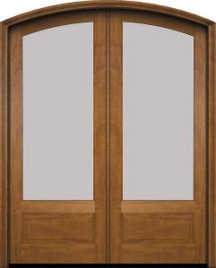 Mahogany Arch Top 3/4 Lite 1 Panel Double Door|G7501-ARTP-OG