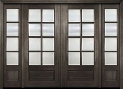 3/4 8 Divided Lite Mahogany Double Entry Door, Sidelites