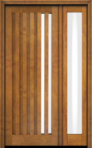 Mid Century Slim Lite Contemporary Modern Mahogany Single Door, Sidelite