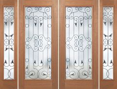 Roma Mahogany Exterior Double Door/2side w/ WM Glass - 6'8