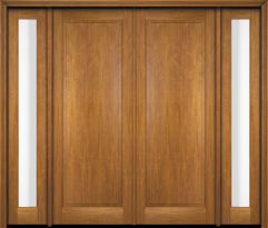 Mahogany 1 Panel Solid Double Door, Sidelites|P101-S-OG