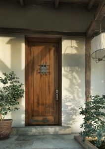 Mahogany Arch Panel V-Grooved Rustic Solid Single Door|P101-V-AR-OG-RST