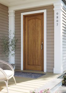 Mahogany Arch Panel V-Grooved Solid Single Door|P101-V-AR-OG