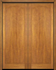Mahogany Arch Panel V-Grooved Solid Double Door|P101-V-AR-OG