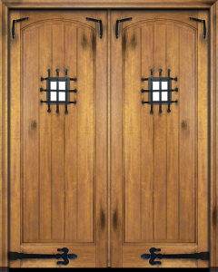 Mahogany Arch Panel V-Grooved Rustic Solid Double Door|P101-V-AR-OG-RST